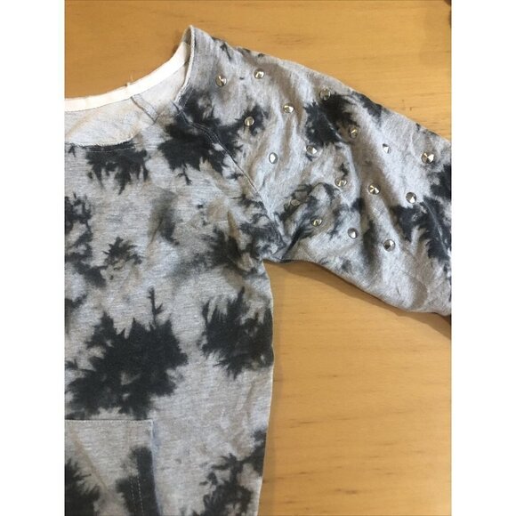 Rubber Doll Gray Tie Dye Sweatshirt w Metal Studs On Long Sleeves Size Small - - Picture 2 of 5